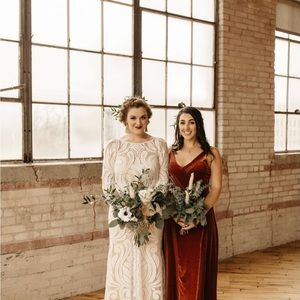 Free People Spliced Velvet Maxi Dress in Bronze